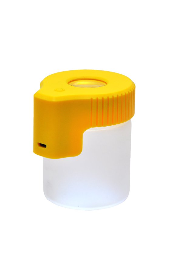 Glass Seal Storage Jar, Rechargeable LED Transparent Light-Up Magnifying Ornamental Glass Bottle for Kitchen (Yellow)