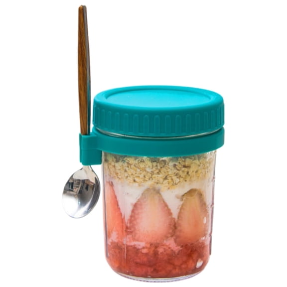 Glass Sealed Breakfast Jar with Spoon Portable Food Container for Yogurt and Fruit Salad, Cozy Gift for Minimalist Kitchen and Eco-Friendly Living with Convenient Lid Design