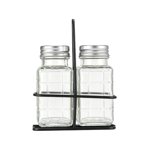 Glass Seasoning Bottles 2-Pack for Pepper and Cumin Sprinkling, Diamond-Cut Kitchen Shaker with Stainless Steel Lid, 3.74x1.97x4.8 Inch