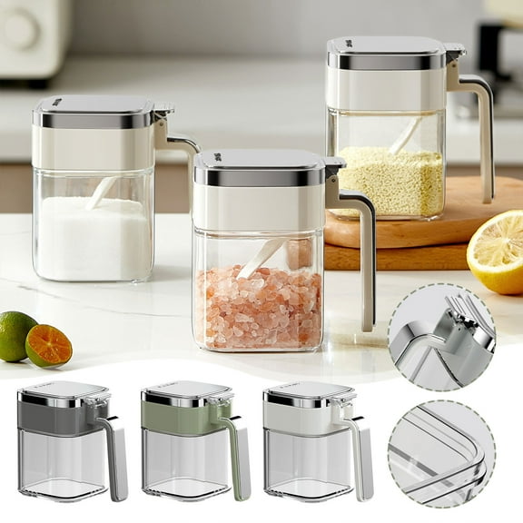 Glass Seasoning Containers with Airtight Cassette Lid for Spices and Herbs Non-Stick and Easy to Clean Ideal for Kitchen Pantry Organization and Meal Prep Ihhddx