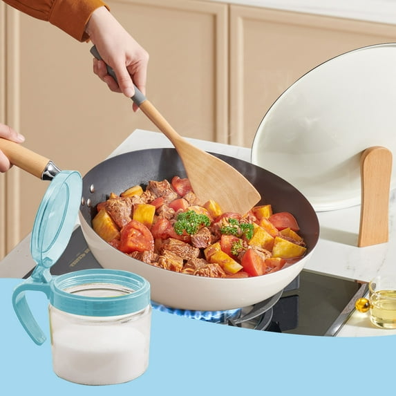 Glass Seasoning Jar Kitchen Spice Container with Airtight Lid and Spoon for Easy Access and Organization in Home and Kitchen Decor