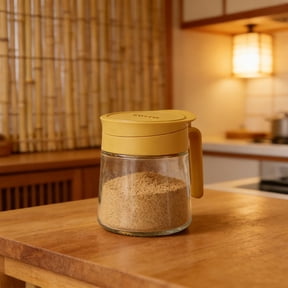 Glass Seasoning Jar Set with Flip Top Lid and Spoon, Household Condiment Containers for Salt Sugar MSG and Spices, Airtight Moisture Proof Bottles for Kitchen Counter or Cabinet