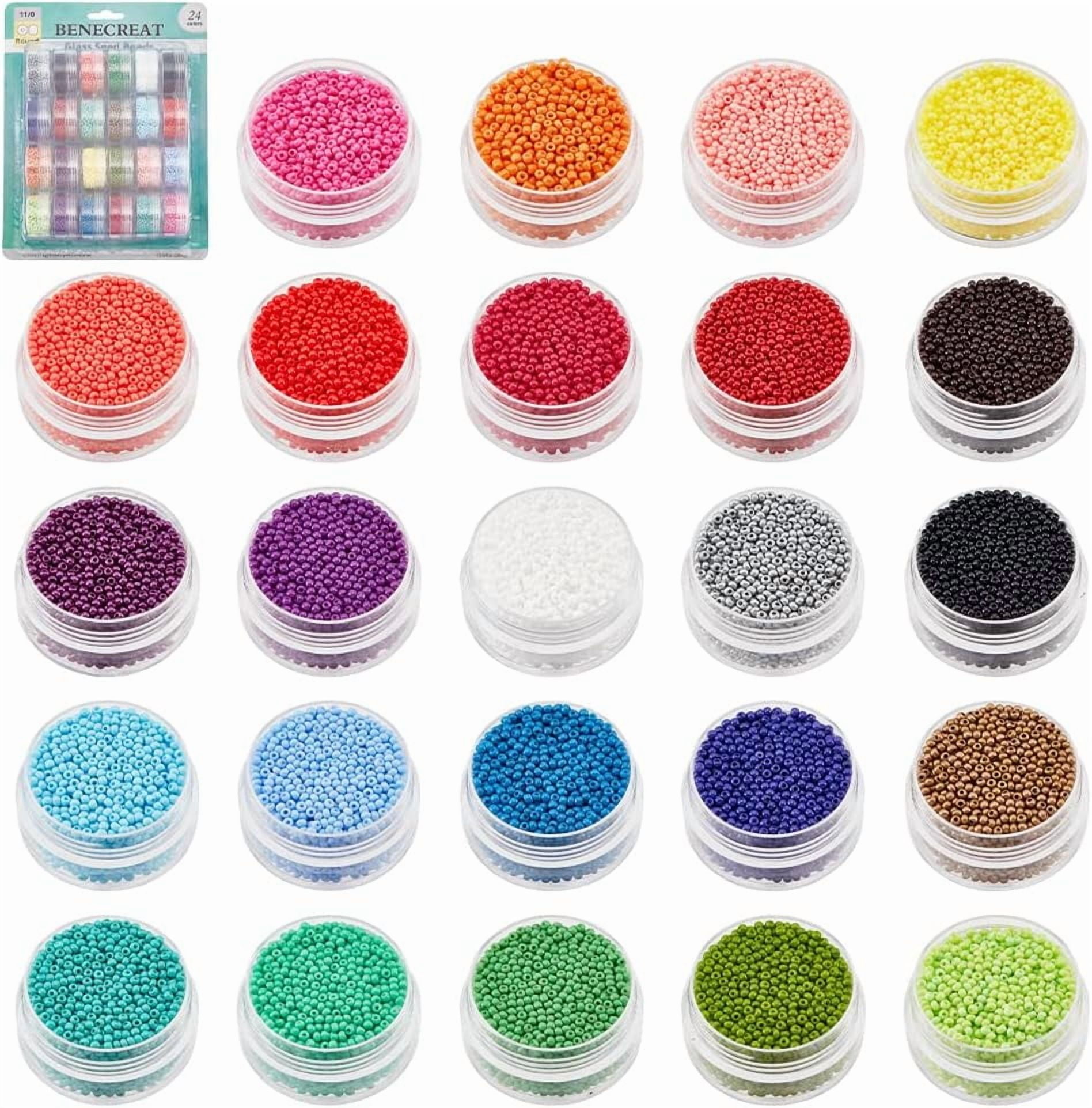 Glass Seed Beads 11/0 24 Boxes of 24000pcs 2mm Round Pony Bead Multicolor Mini Spacer Beads for Friendship Earring Bracelet Waist Chain Jewelry Making Spring Summer