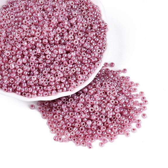 Glass Seed Beads Ceylon Round Flamingo 8/0 3mm Hole: 1mm about 10000pcs/pound
