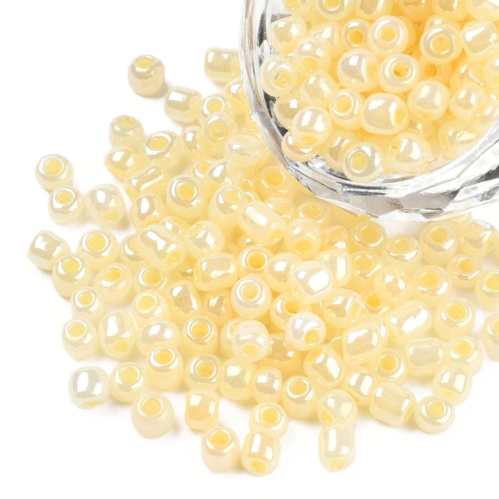 Glass Seed Beads Ceylon Round Lemon Chiffon 6/0 4mm Hole: 1.5mm about 4500pcs/pound DIY