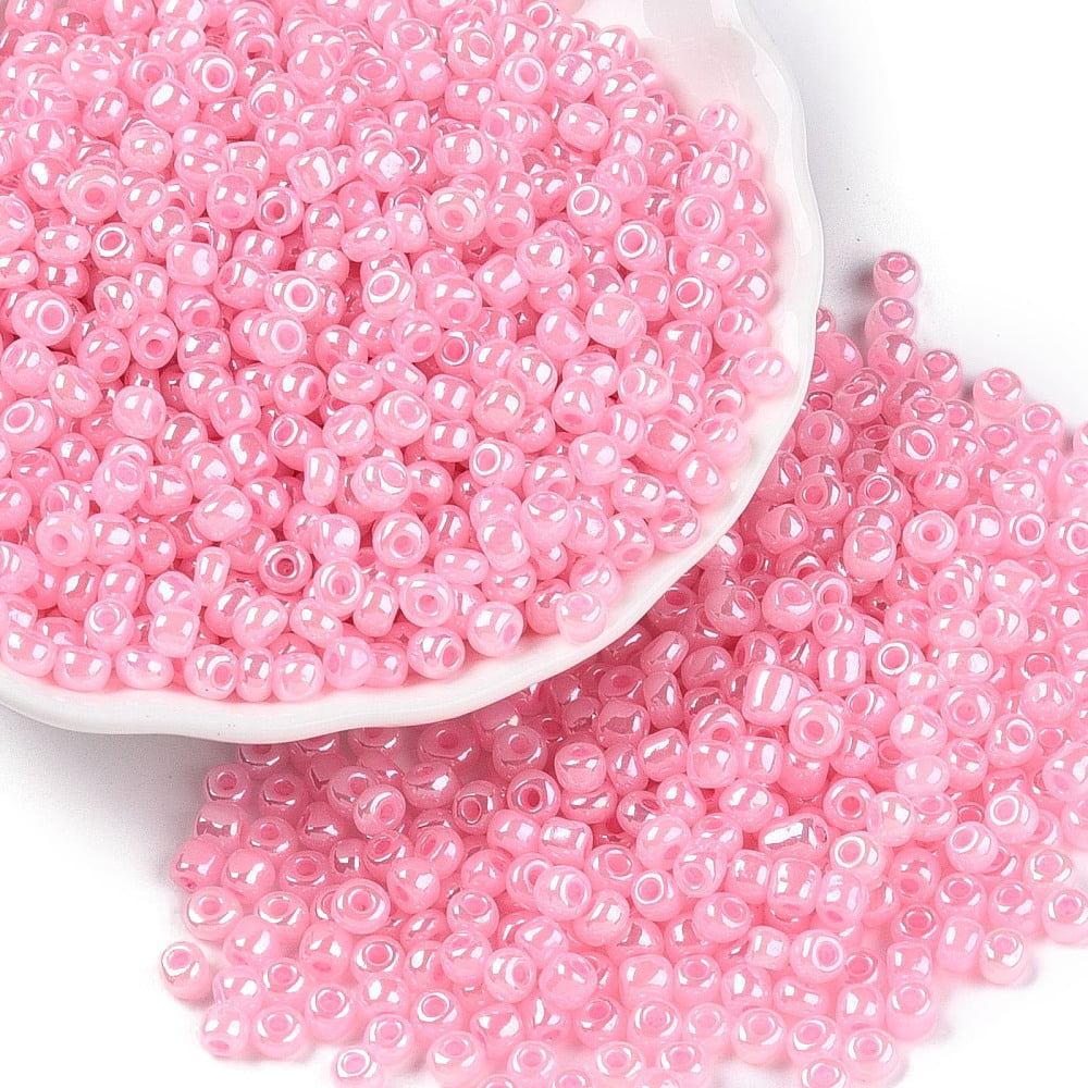 Glass Seed Beads Ceylon Round Pink 4mm Hole: 1.5mm about 4500pcs/pound