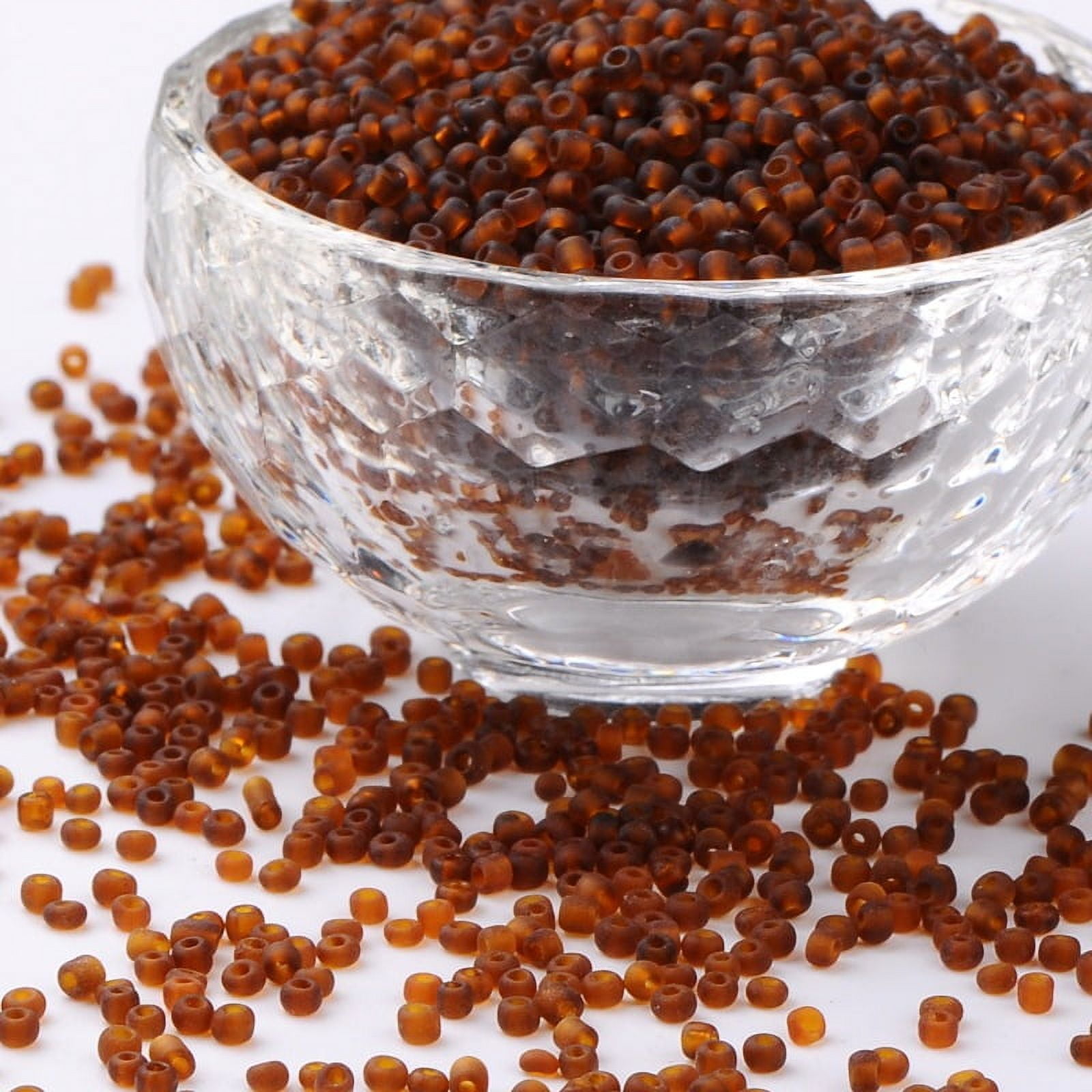 Glass Seed Beads Frosted Colors Round Coconut Brown 2mm
