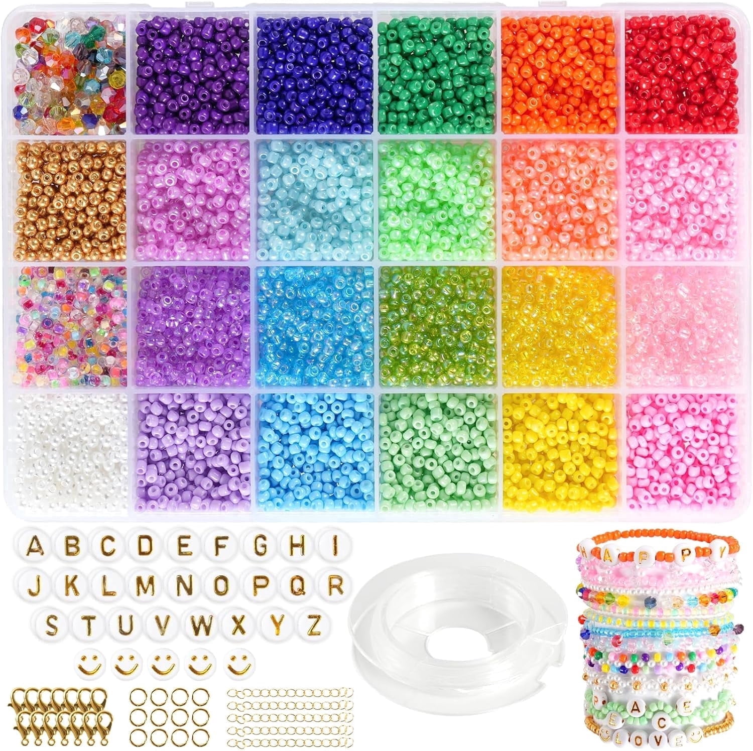 Glass Seed Beads for Jewelry Making, 8800pcs 3mm Small Beads for Bracelets, Friendship Bracelet Kit for Valentine's Day DIY Crafts Gifts, Women, Adults
