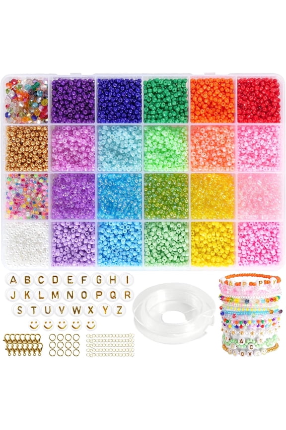 Glass Seed Beads for Jewelry Making, 8800pcs 3mm Small Beads for Bracelets, Friendship Bracelet Kit for Valentine's Day DIY Crafts Gifts, Women, Adults