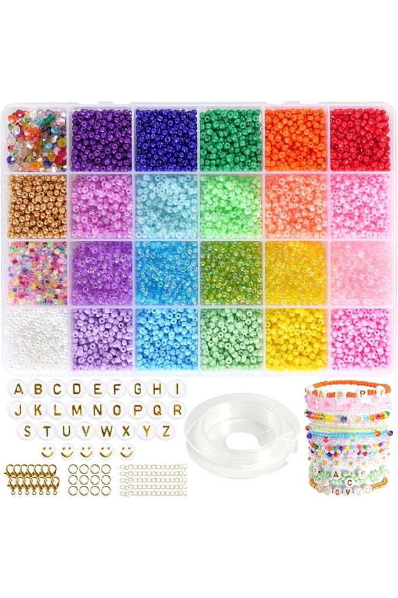 Glass Seed Beads for Jewelry Making, 8800pcs 3mm Small Beads for Bracelets, Friendship Bracelet Kit for Valentine's Day Diy Crafts Gifts, Women, Adults