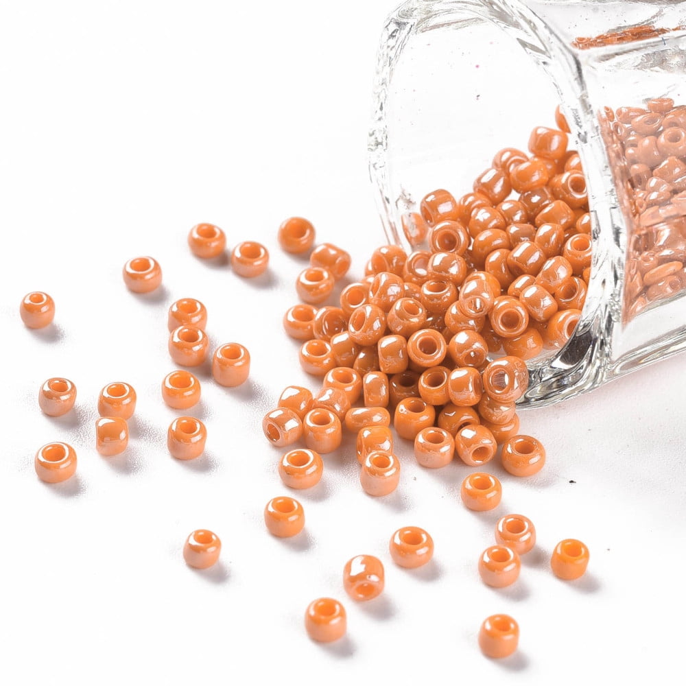 Glass Seed Beads Opaque Colors Lustered Round Dark Orange 3mm Hole: 1mm about 10000pcs/pound