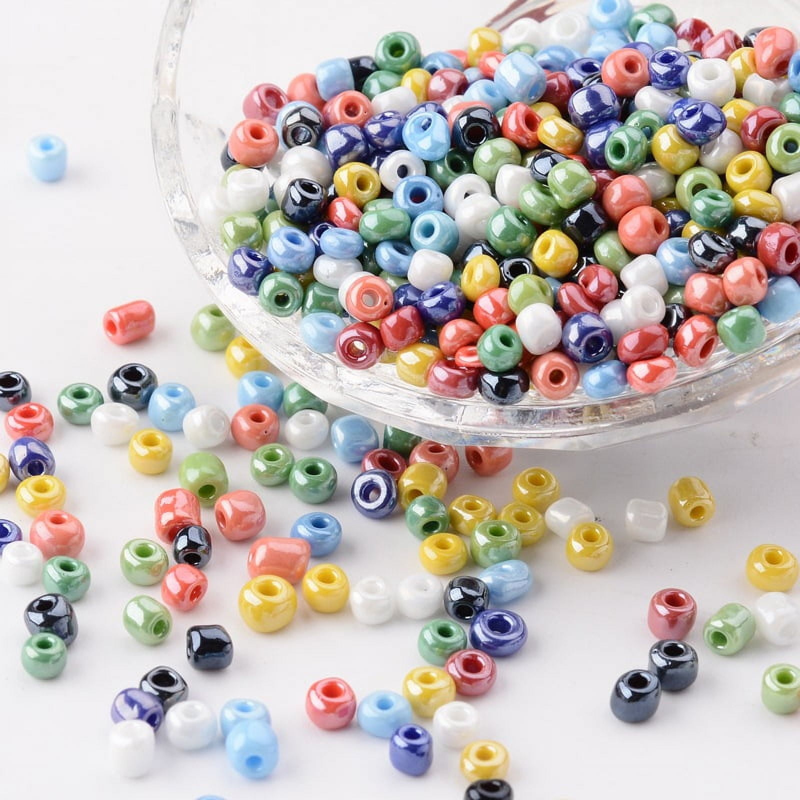 Glass Seed Beads Opaque Colors Lustered Round Mixed Color 4mm Hole: 1.5mm about 4500pcs/pound