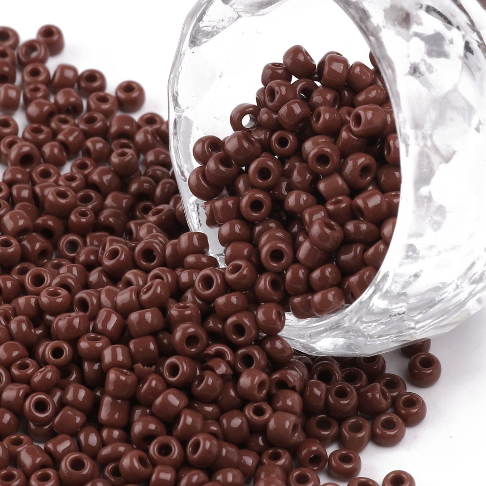 Glass Seed Beads Opaque Colours Seed Small Craft Beads for DIY Jewelry Making Round Coconut Brown 3mm Hole:1mm about 10000pcs/pound