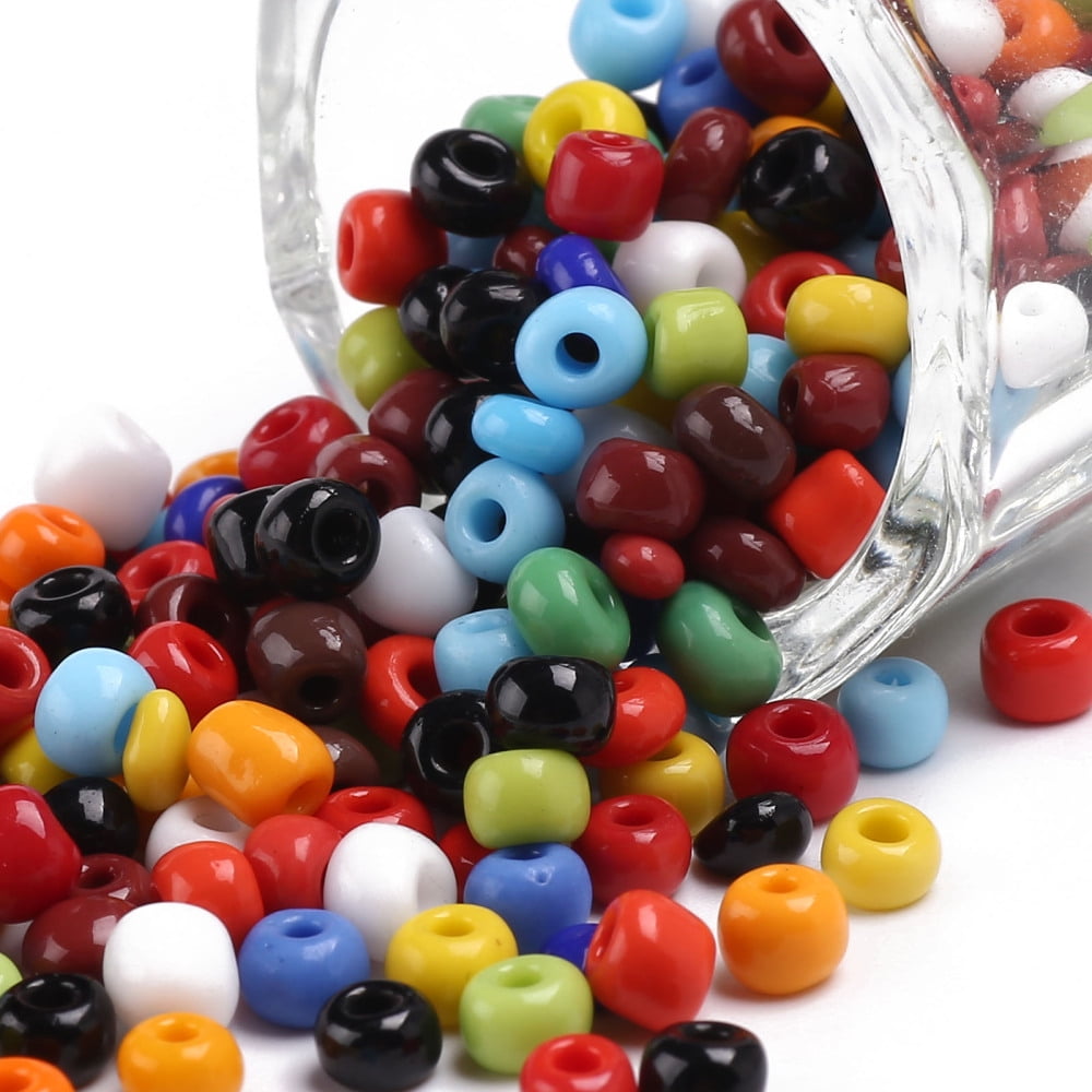 Glass Seed Beads Opaque Colours Seed Small Craft Beads for DIY Jewelry Making Round Mixed Color 6/0 4mm Hole:1.5mm about 4500pcs/pound