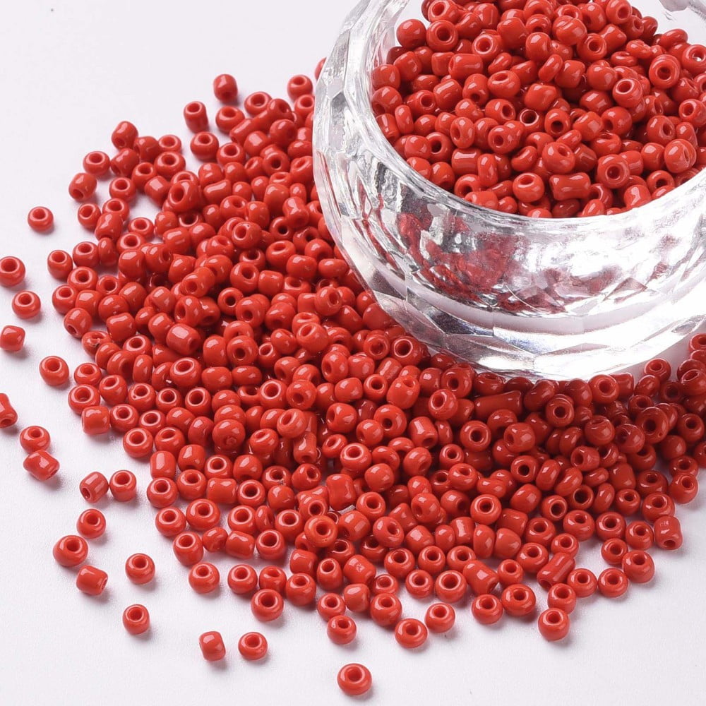 Glass Seed Beads Opaque Colours Seed Small Craft Beads for DIY Jewelry Making Round Red 2mm Hole:1mm 30000pcs/pound