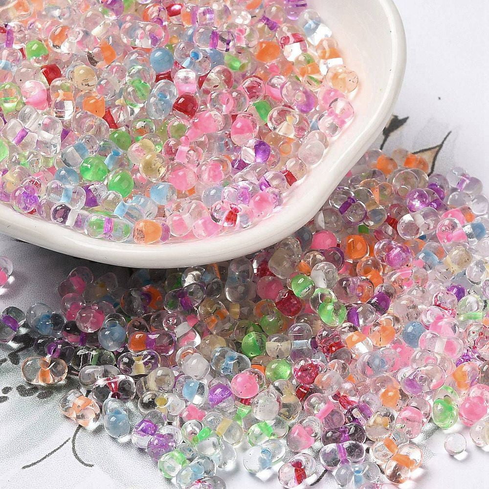 Glass Seed Beads Peanut Mixed Color 5.5~6x3~3.5x3mm Hole: 1~1.2mm about 4000pcs/pound
