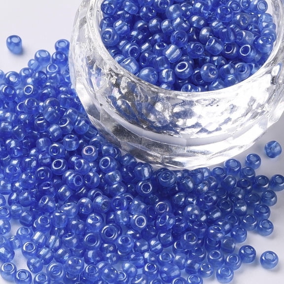 Glass Seed Beads Trans. Colours Lustered Round Cornflower Blue 3mm Hole: 1mm about 10000pcs/pound