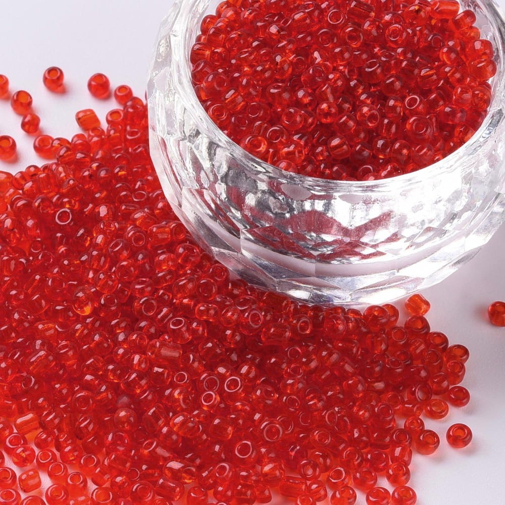Glass Seed Beads Transparent Round Red 12/0 2mm Hole: 1mm about 30000 beads/pound
