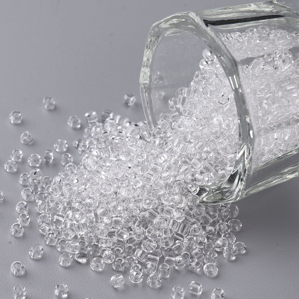 Glass Seed Beads Transparent Round White 12/0 2mm Hole: 1mm about 30000 beads/pound