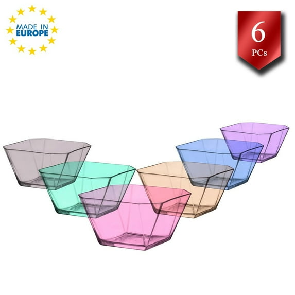 Glass Serving Bowls Set of 6, Small Square Bowls for Kitchen, Colorful Prep Bowls, 10.25 oz (300 Cc)