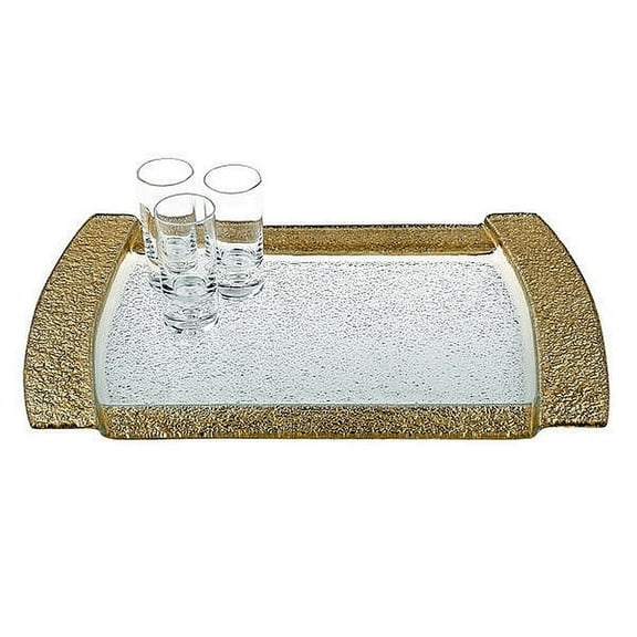 Glass Serving Tray with Gold Leaf Borders