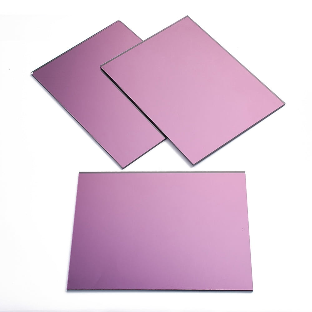 Glass Sheets Mirror Mosaic Border Craft Tiles for Home Decoration or DIY Crafts Rectangle Plum 200x150x3.5mm
