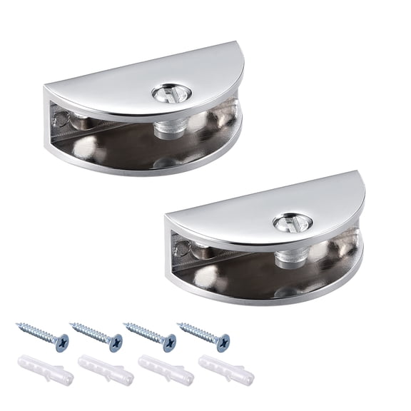Glass Shelf Brackets Adjustable Glass Clamp Clip Half Round for 6-10mm 2Pcs