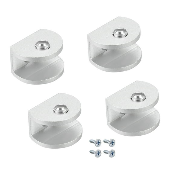 Glass Shelf Brackets Aluminum Alloy Clamp Half Round for 5-8mm , 4 Pcs