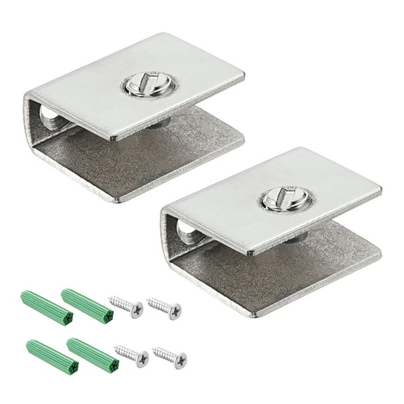 Glass Shelf Brackets, Stainless Steel Glass Clamp Rectangle for 6-8mm,2PCS