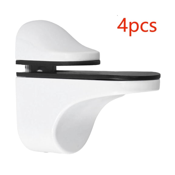 Glass Shelf Brackets Wall Mounted Zinc Alloy Adjustable Support for 3mm-22mm Glass White 4 Pack