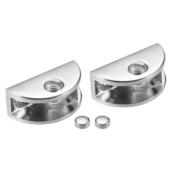Glass Shelf Brackets Zinc Alloy Glass Clamp Half Round for 5-8mm ,2Pcs