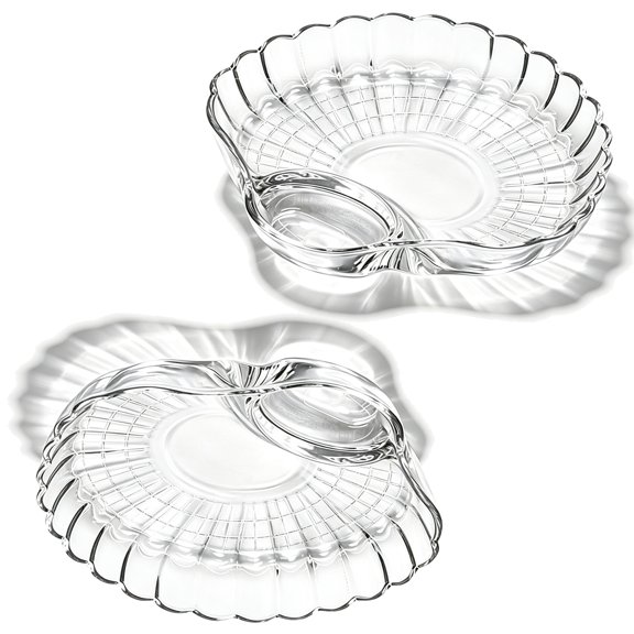Glass Shell Dumpling Tray, Glass Material, Crystal Clear with Sauce Plate Snack Dessert, Easy to Clean for Home Kitchen Use and Weddings