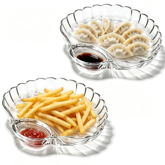 Glass Shell Dumpling Tray, Large Sauce Plate, Snacks & Desserts, Elegant Shaped Dish, Home Kitchen, Weddings