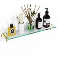 thumbnail image 1 of Glass Shelves for Bathroom,20-Inch Brushed Gold Floating Bathroom Shelf Stainless Steel Tempered Glass Shelf Modern Shelves Wall Mounted, 1 of 9