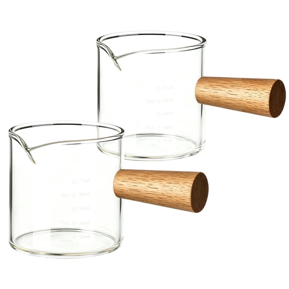 Glass Shot Cup Small Milk Pitcher Coffee Extraction Measuring Beaker Brown Color 10.5x6x5cm High Borosilicate Glass