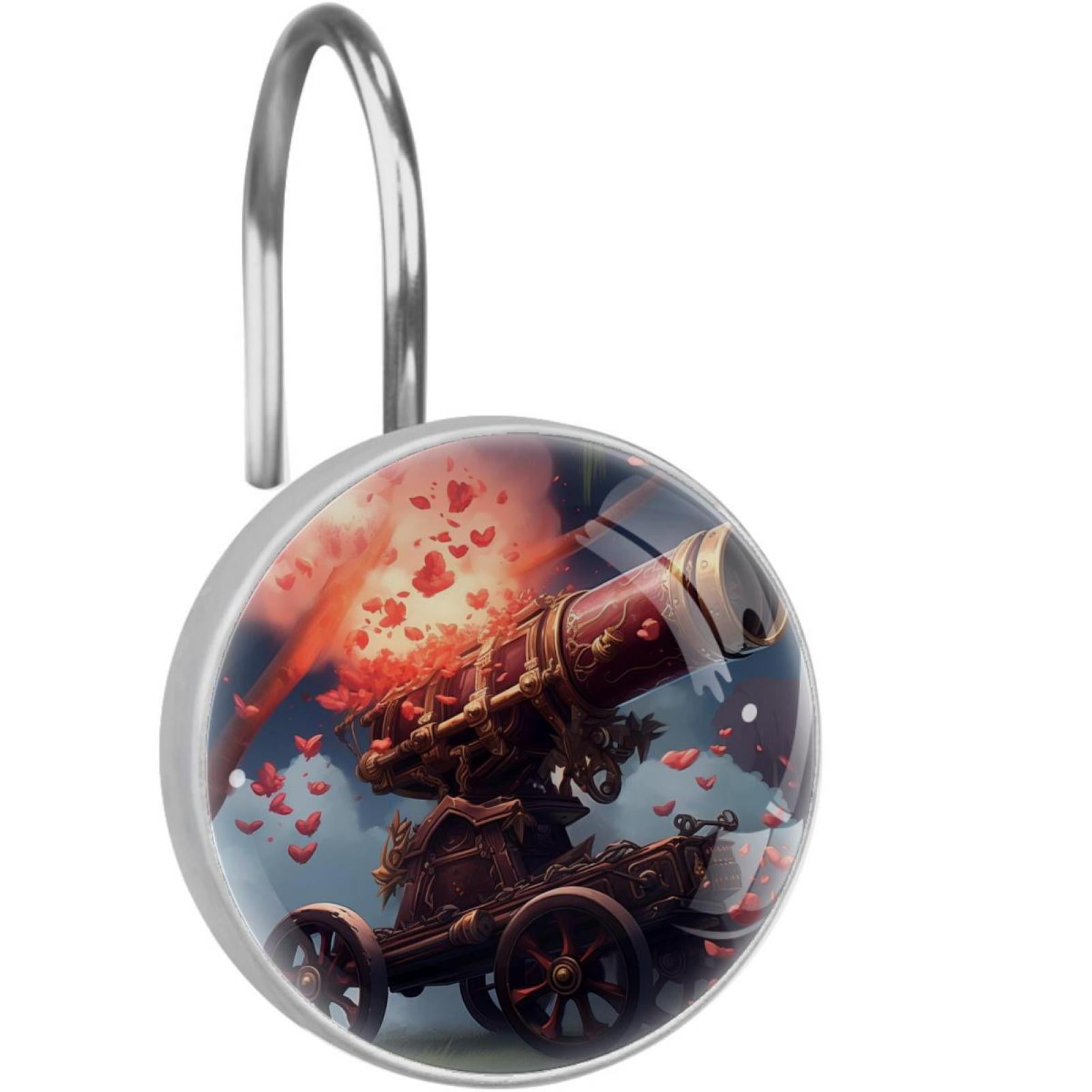 Glass Shower Curtain Hooks Rings, Set of 12 Rustproof Decorative Shower