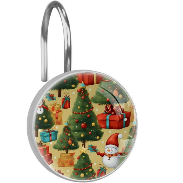 Glass Shower Curtain Hooks Rings, Set of 12 Rustproof Decorative Shower