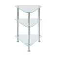 thumbnail image 1 of Glass Side Table 3-Tier End Table Triangle Nightstand Storage Shelves Chrome Finish Contemporary Furniture Home Living Room Clear Triangular, 1 of 9