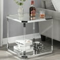thumbnail image 1 of Glass Side Table-Silver Chrome End Table Clear Acrylic Nightstand for Living Room Bedroom, 1 of 6