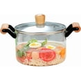 thumbnail image 1 of Glass Simmer Pot Glass Pots for Cooking with Cover and Wooden Handle Nonstick Glass Saucepan with Lid for Stovetop Clear Cooking Pot for Noodle Soup Milk,5.5l, 1 of 8