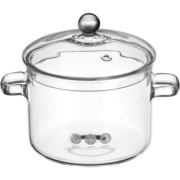 Glass Simmer Pot With Lid: 1.9l/64oz Glass Soup Pot Cooking Pot Potpourri Simmer Pot Glass Simmer Pot Steam Pots For Cooking Glass Cookware For Pasta Noodle,Soup,Milk,Baby Food