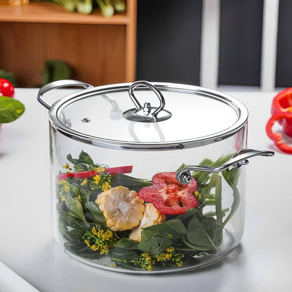 Glass Simmer Pot for Stove Top 3500ml/116 oz Clear Glass Pots for Stove Top Soup Pot Glass Saucepan with Lid Stovetop Pot Glass Cooking Pot for Pasta Noodle,Soup,Milk