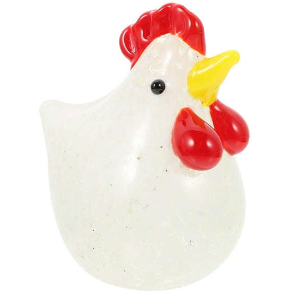 Glass Simulated Chicken Figurine Desktop Decorative Hen Statue for Home Office
