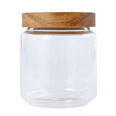 Glass Snack Containers with Airtight Wooden Lid - 400ml Capacity