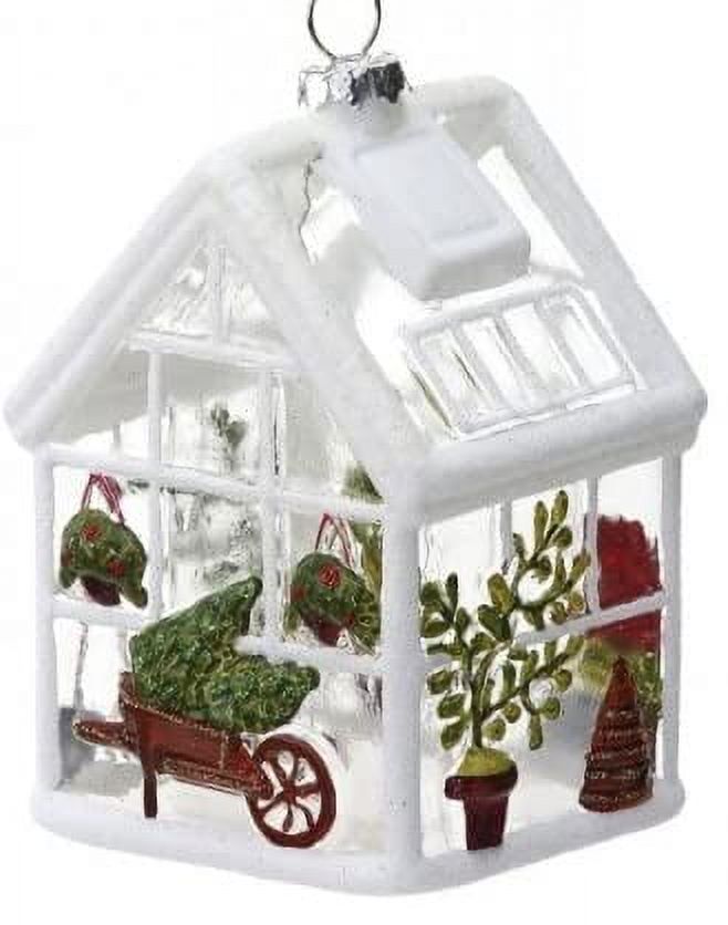 Glass Snowy Greenhouse Hanging Christmas Tree Ornament