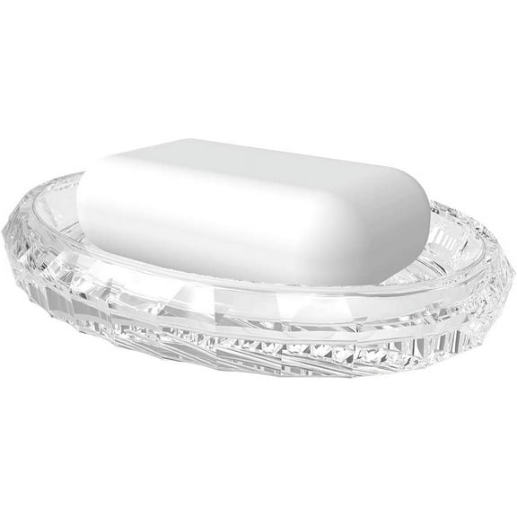 Glass Soap Dish, Glass Soap Sponge Dish Holder Case Soap Tray for Kitchen & Bath, Clear Shower Soap Holder Accessories for Bathroom (Ellipse)