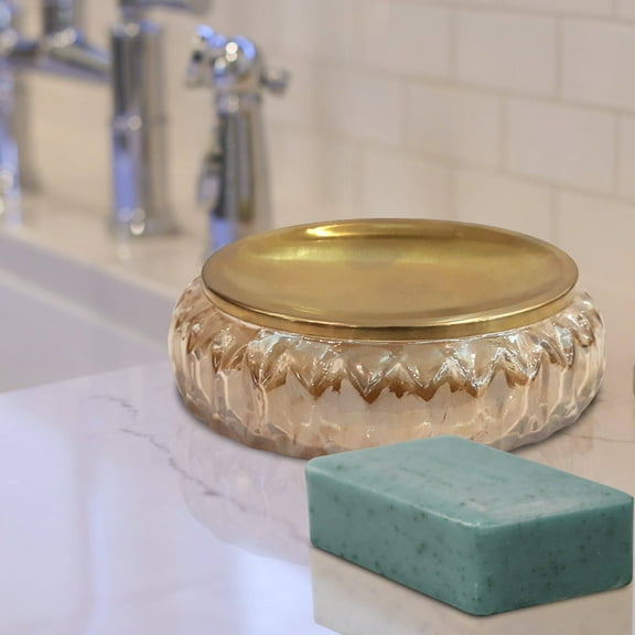 Glass Soap Dish for Bathroom Counter,Shower & Kitchen | Amber