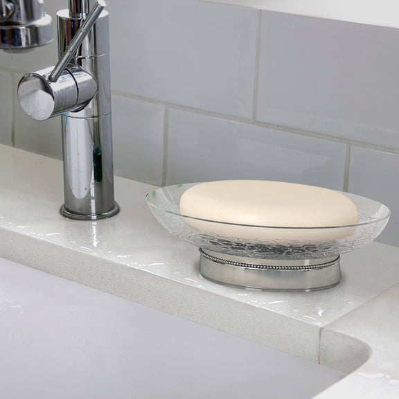 Glass Soap Dish for Bathroom Counter,Shower & Kitchen | Smoke