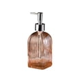 thumbnail image 1 of Glass Soap Dispenser, 350ml Press Type Liquid Soap Bottle, Refillable Shampoo Shower Gel Dispenser, Vertical Stripe Design for Bathroom Kitchen Sink Decor, 1 of 6