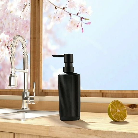 Glass Soap Dispenser 350ml | Refillable Pump Bottle for Bathroom Kitchen | Empty Lotion Shampoo Container | Non-Slip Pattern | White or Black | Durable Glass | 7.48x2.52in